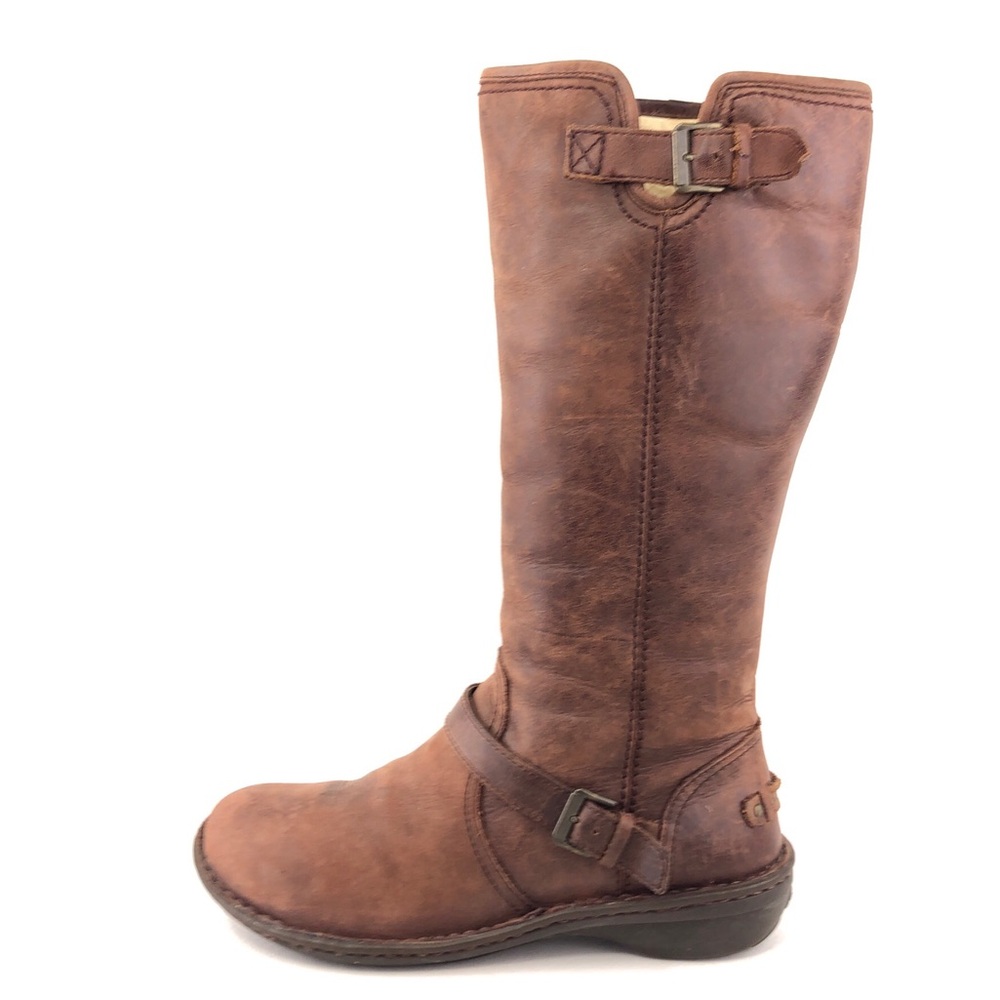 UGG Tupelo Brown Leather Tall Winter Boots 8